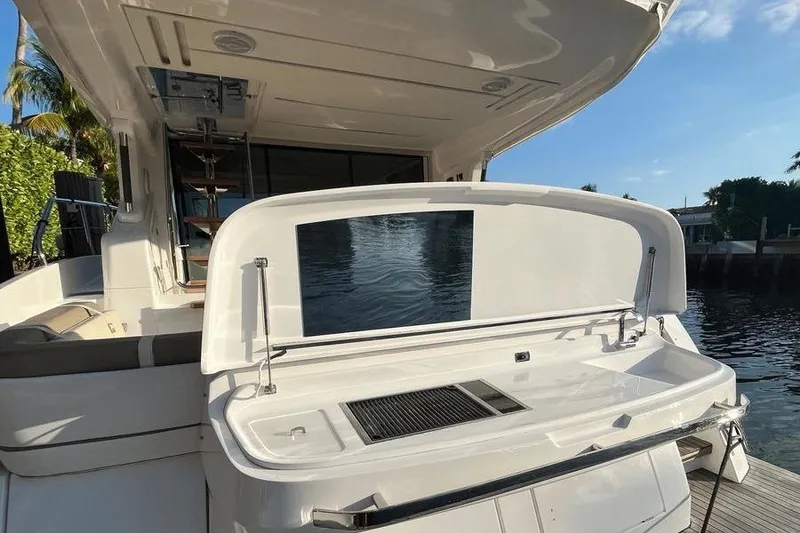 Slide: The Image of Luxury 2019 Schaefer 510 GT Pininfarina yacht transom grill. - 8