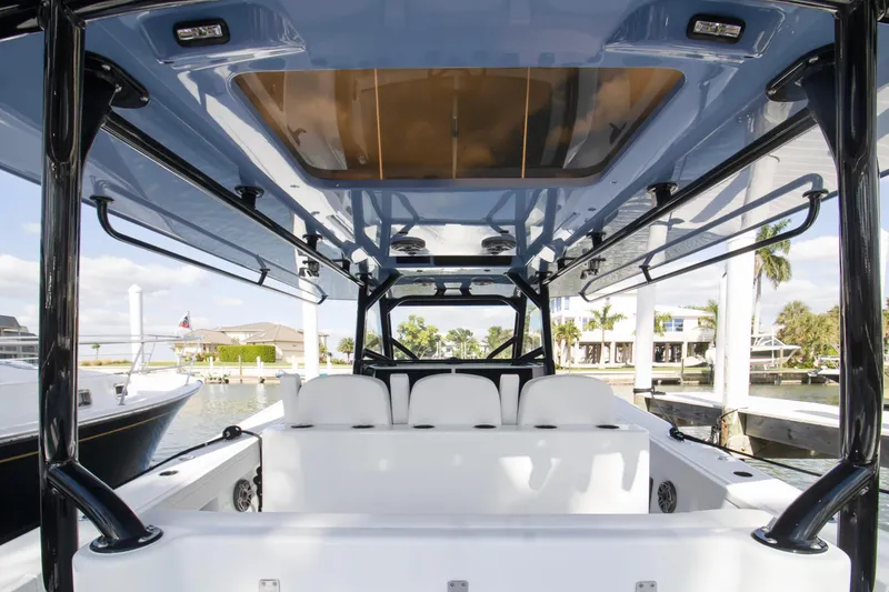 Slide: The Image of 2026 Yellowfin 42 Offshore boat interior with sleek design and modern features. - 21