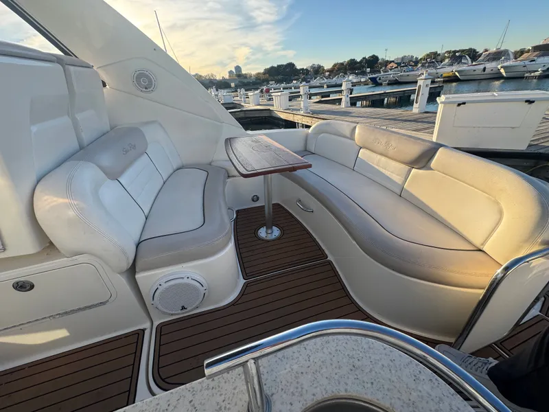 Slide: The Image of Luxurious seating area on a 2011 Sea Ray 330 Sundancer yacht. - 14