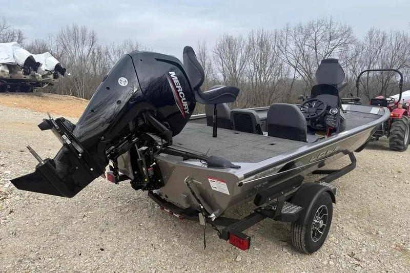 Slide: The Image of 2026 Lowe Stinger 175C boat with Mercury engine on a trailer. - 5