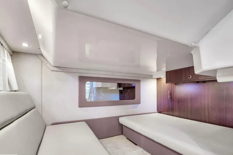 Slide: The Image of Interior cabin of 2017 Regal 35 Sport Coupe, featuring modern design and comfortable seating. - 12