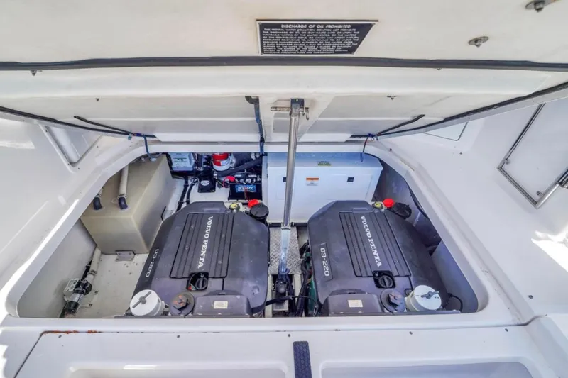 Slide: The Image of Engine compartment of a 2017 Regal 35 Sport Coupe with Volvo Penta engines. - 15