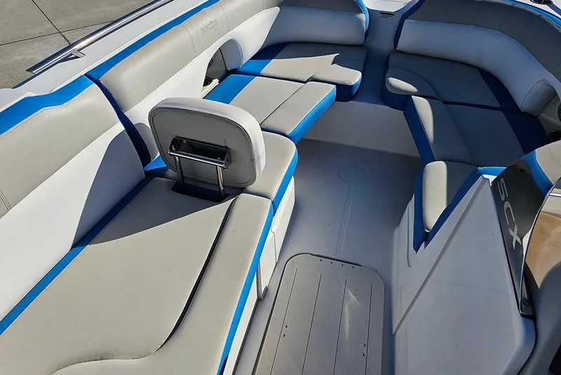 Slide: The Image of 2017 Starcraft Crossover 231 SCX OB boat interior with spacious seating and modern design. - 14