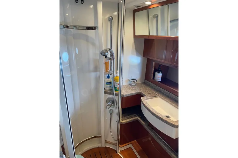 Slide: The Image of Luxurious bathroom in 2008 Princess V53 yacht with modern shower and sink. - 32
