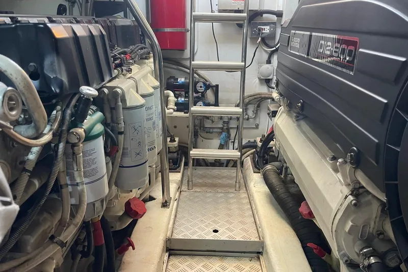 Slide: The Image of Engine room of a 2008 Princess V53 yacht with Volvo Penta D12 engines. - 48