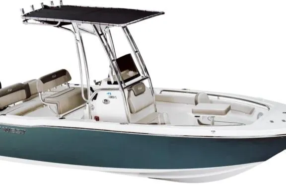 The Image of 2026 Key West 203 FS boat with T-top and seating, side view. - 1