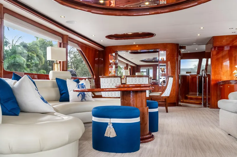 Slide: The Image of Luxurious interior of 2005 Ocean Alexander 80 Motoryacht with elegant seating and wood finishes. - 13