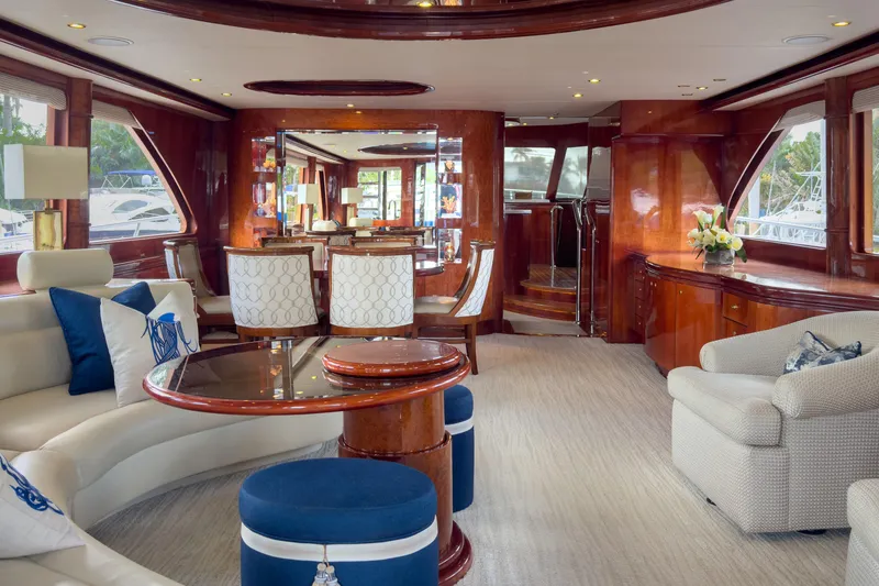 Slide: The Image of Luxurious interior of 2005 Ocean Alexander 80 Motoryacht with elegant seating and wood finishes. - 19