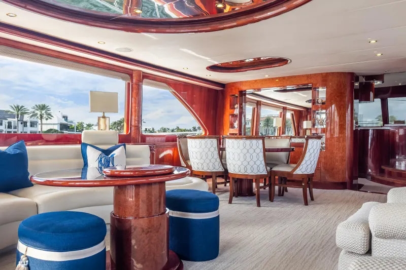 Slide: The Image of Luxurious interior of 2005 Ocean Alexander 80 Motoryacht with elegant seating and wood finishes. - 3