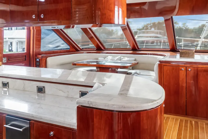 Slide: The Image of Luxurious interior of 2005 Ocean Alexander 80 Motoryacht with elegant wood and marble finishes. - 36