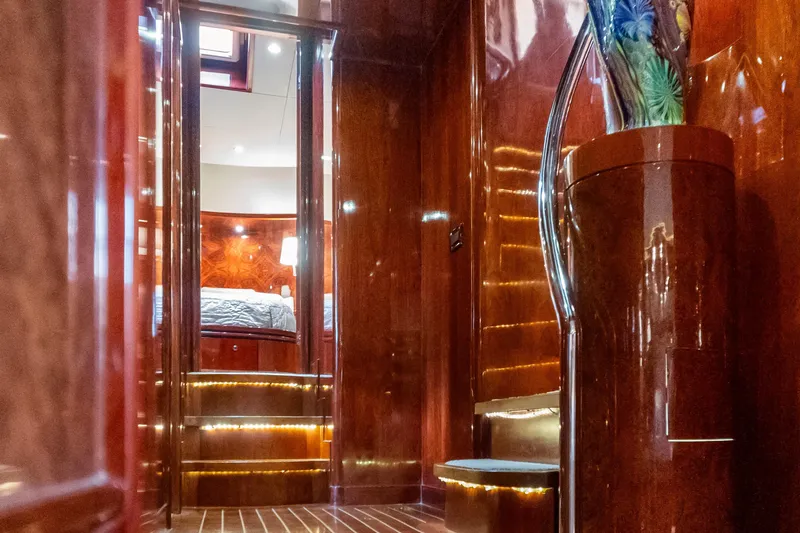 Slide: The Image of Luxurious interior of 2005 Ocean Alexander 80 Motoryacht with polished wood and elegant lighting. - 50