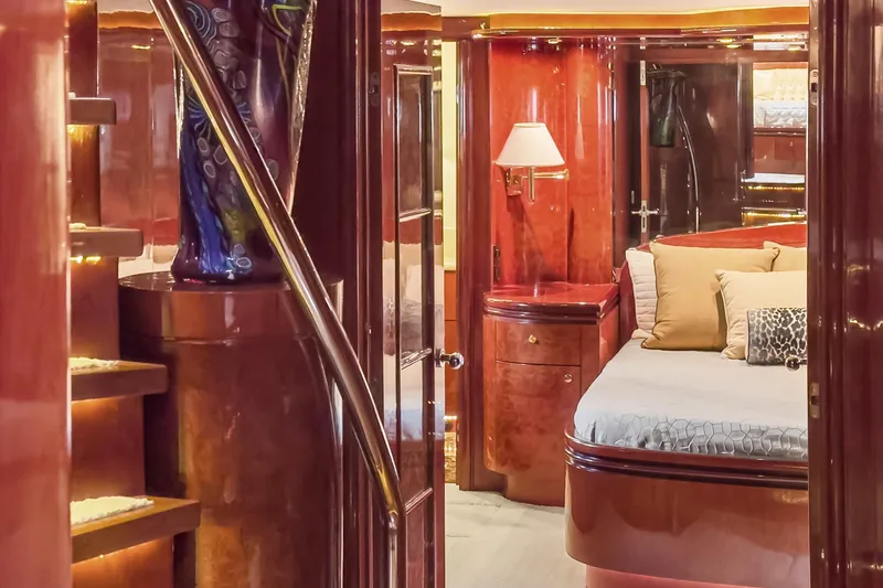 Slide: The Image of Luxurious interior of 2005 Ocean Alexander 80 Motoryacht with elegant wood finishes and cozy bedroom. - 52