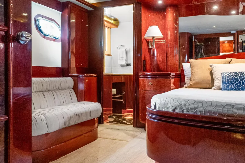 Slide: The Image of Luxurious interior of 2005 Ocean Alexander 80 Motoryacht with elegant wood finishes. - 56