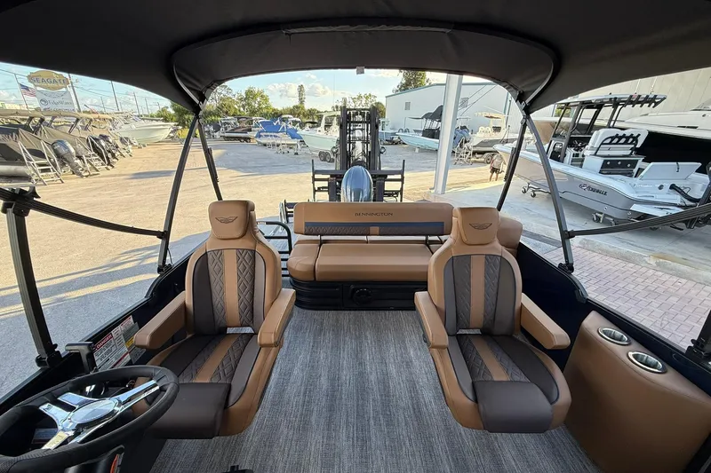 Slide: The Image of 2026 Bennington 22 M Swingback boat interior with luxurious seating and modern design. - 13