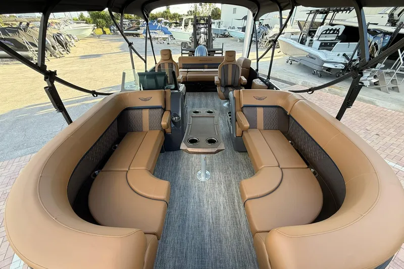 Slide: The Image of 2026 Bennington 22 M Swingback boat interior with luxurious seating and modern design. - 24