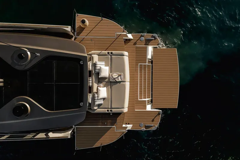 Slide: The Image of Manufacturer Provided Image: Aerial view of 2025 Azimut Seadeck 6 yacht with elegant deck design. - 3