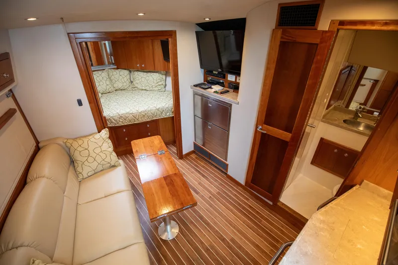 Slide: The Image of Luxurious interior of 2015 Albemarle 360 Express Fisherman with cozy seating and modern amenities. - 49