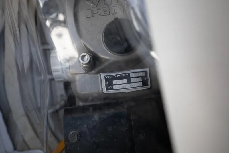 Slide: The Image of Close-up of Volvo Penta engine part on 2015 Albemarle 360 Express Fisherman boat. - 79