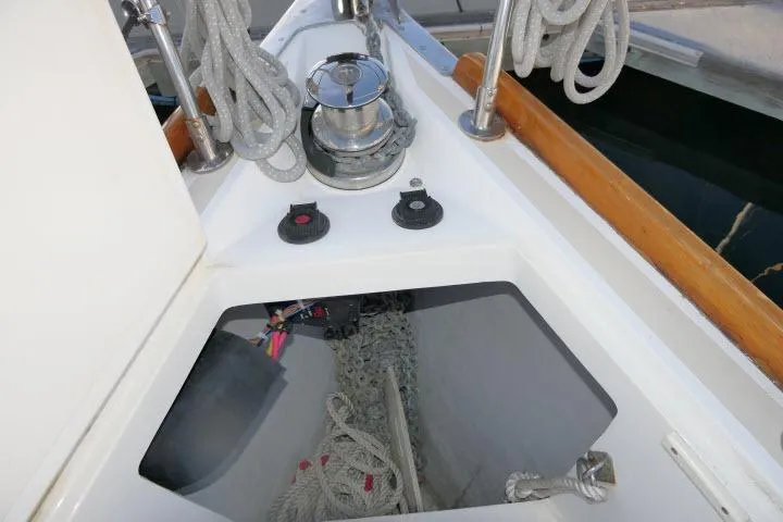Slide: The Image of Tartan 3700 sailboat deck with winch and ropes, 2002 model. - 71