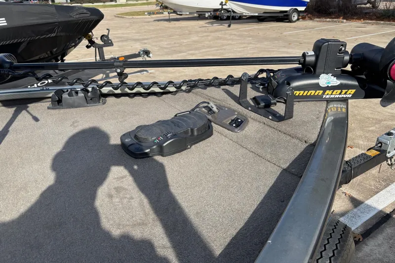 Slide: The Image of 2005 Bass Tracker V18 boat with Minn Kota Terrova trolling motor on deck. - 9