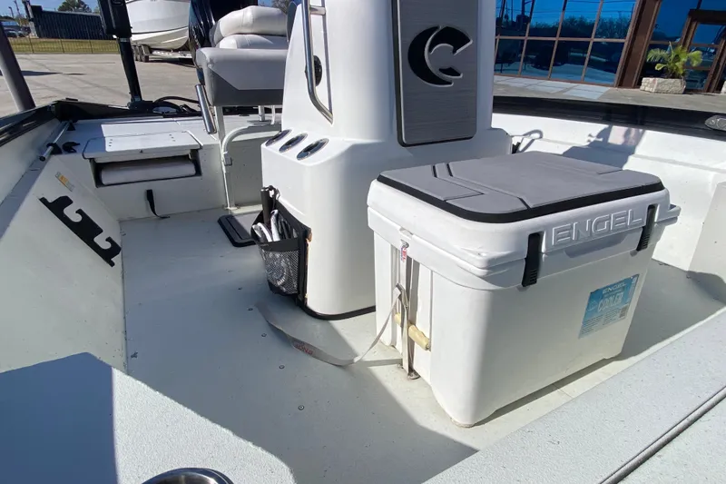 Slide: The Image of 2019 Crestliner 1800 Bay boat interior with Engel cooler and seating. - 11
