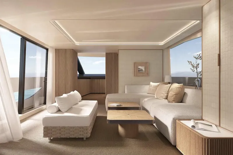 Slide: The Image of Manufacturer Provided Image: Luxurious interior of 2025 Azimut Seadeck 7 yacht with modern furnishings and panoramic windows. - 7