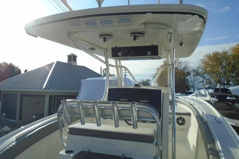 Slide: The Image of 2006 Buddy Davis 34 Center Console boat with T-top and helm station. - 20