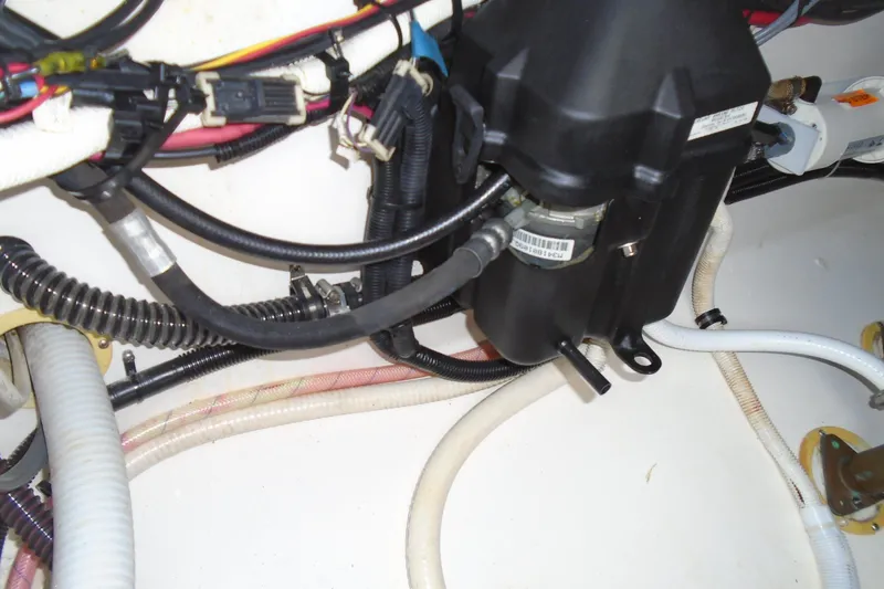 Slide: The Image of Engine compartment wiring of a 2006 Buddy Davis 34 Center Console boat. - 47