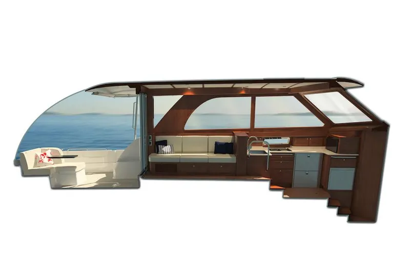 Slide: The Image of Interior view of 2026 Sabre Salon Express yacht with modern amenities. - 5