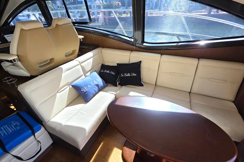Slide: The Image of Luxurious interior of 2016 Sea Ray Sundancer 400 yacht with plush seating and cushions. - 71