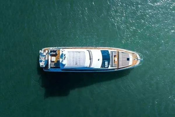 Slide: The Image of Overhead view of 2020 Azimut 66 yacht on calm water. - 4