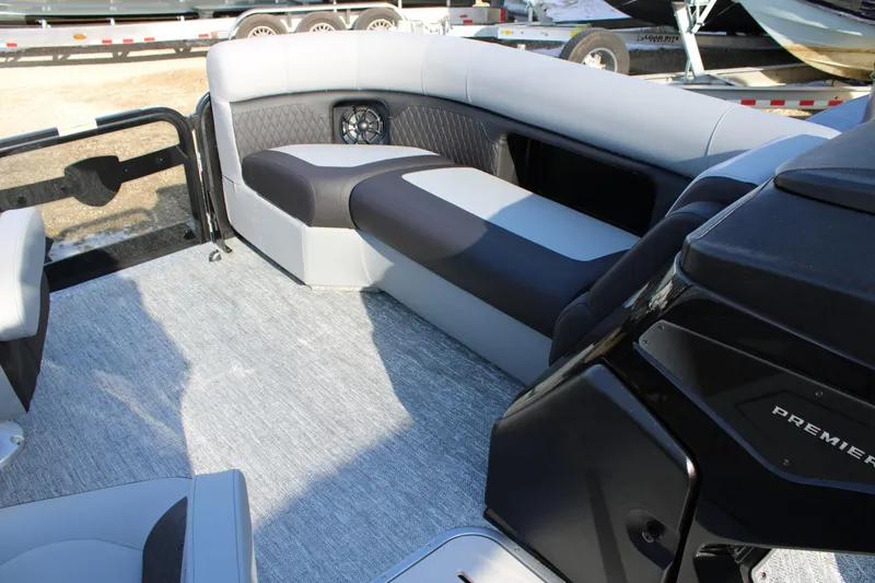 Slide: The Image of Interior of 2026 Premier 230 Sunsation RS boat with luxurious seating and modern design. - 12