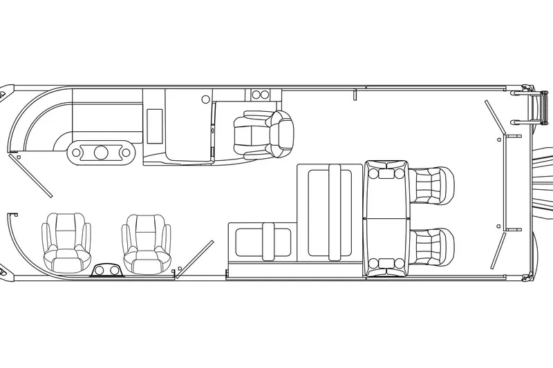 Slide: The Image of Top view schematic of 2026 Premier 230 Sunsation RS (PTX 28) pontoon boat layout. - 5