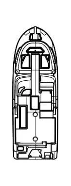 Slide: The Image of Top view layout of the 2024 Edgewater 248CX Crossover boat. - 34