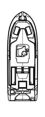 Slide: The Image of Top view schematic of 2025 Edgewater 262 Center Console boat design. - 43