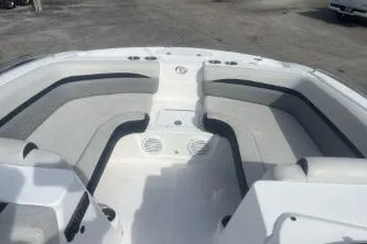 Slide: The Image of 2022 Hurricane SunDeck 192 OB boat interior with spacious seating and modern design. - 8
