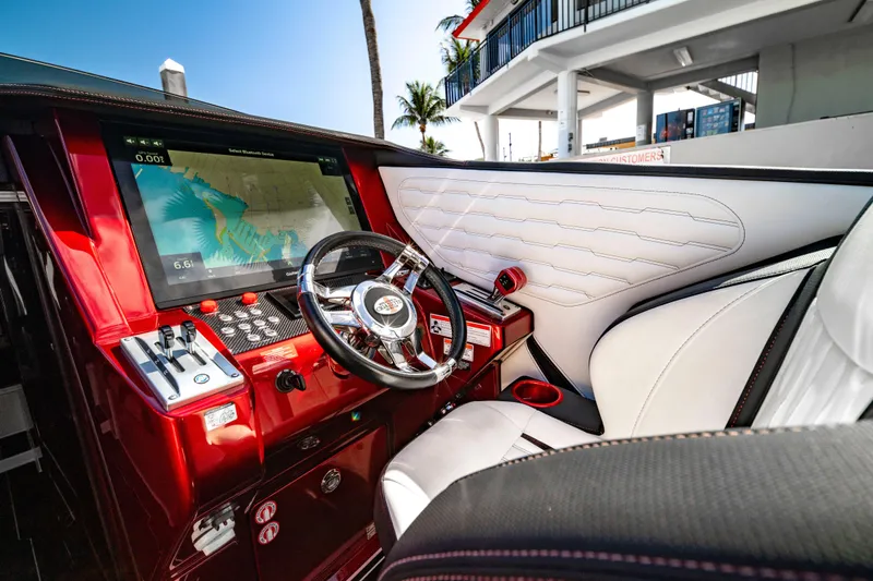 Slide: The Image of Luxurious 2020 Cigarette 515 boat interior with advanced navigation system and sleek design. - 2