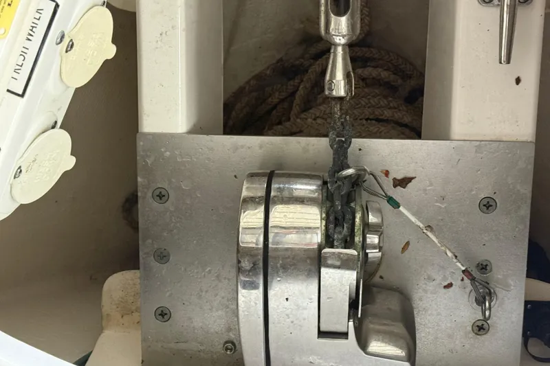 Slide: The Image of Anchor winch system on a 2018 Pursuit DC 325 Dual Console boat. - 12