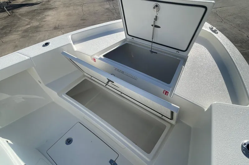 Slide: The Image of 2026 Pathfinder 2400 Open boat storage compartments, open and spacious design. - 14