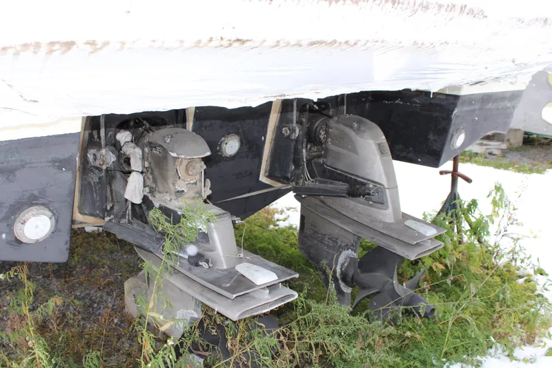 Slide: The Image of Beneteau Gran Turismo 38 (2012) boat propellers and stern drive in snowy setting. - 4