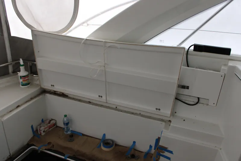 Slide: The Image of Interior view of a 2012 Beneteau Gran Turismo 38 yacht with storage compartments. - 7