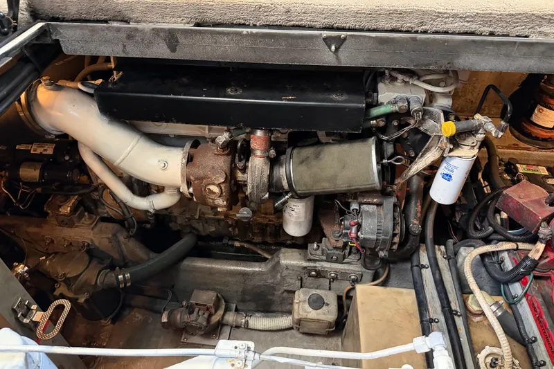 Slide: The Image of Engine compartment of a 1997 Sea Ray 370 Aft Cabin boat. - 100