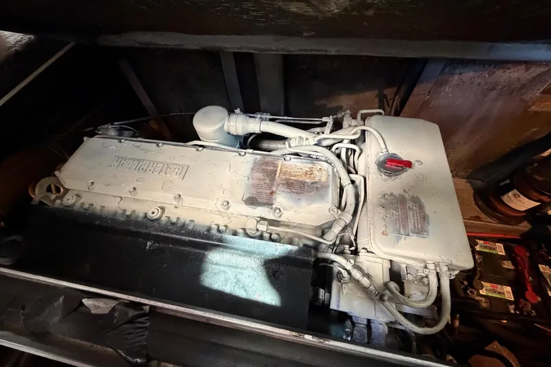 Slide: The Image of Engine compartment of a 1997 Sea Ray 370 Aft Cabin boat. - 107