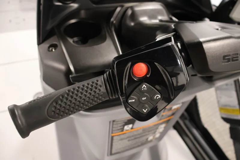 Slide: The Image of 2024 Sea-Doo Switch Cruise 18 pontoon boat interior with seating and storage. - 13