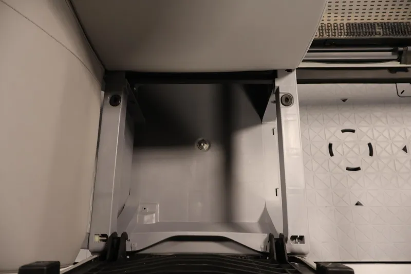 Slide: The Image of 2024 Sea-Doo Switch Cruise 18 interior seating with gray upholstery and modern design. - 20