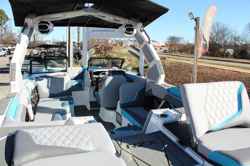 Slide: The Image of 2026 Tigé 24RZX boat interior with modern seating and sleek design. - 8