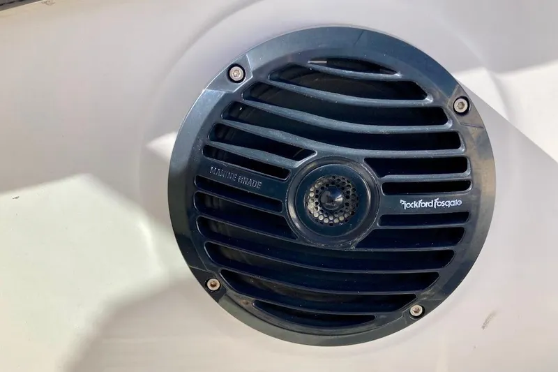 Slide: The Image of Marine-grade Rockford Fosgate speaker on 2017 Sea Ray 19 SPX OB boat. - 18
