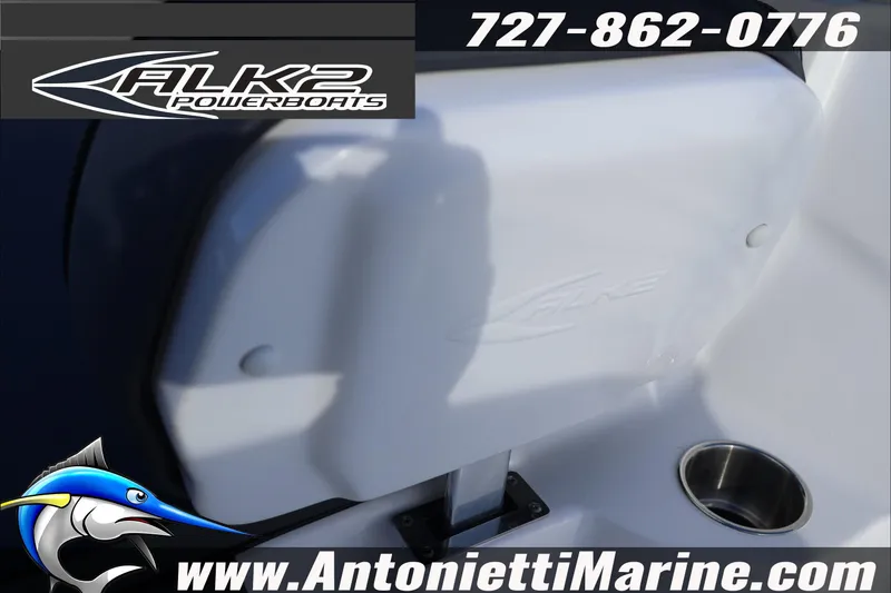 Slide: The Image of 2026 ALK2 Powerboats 18 CRS Center Console, featuring sleek design and cup holder. - 13