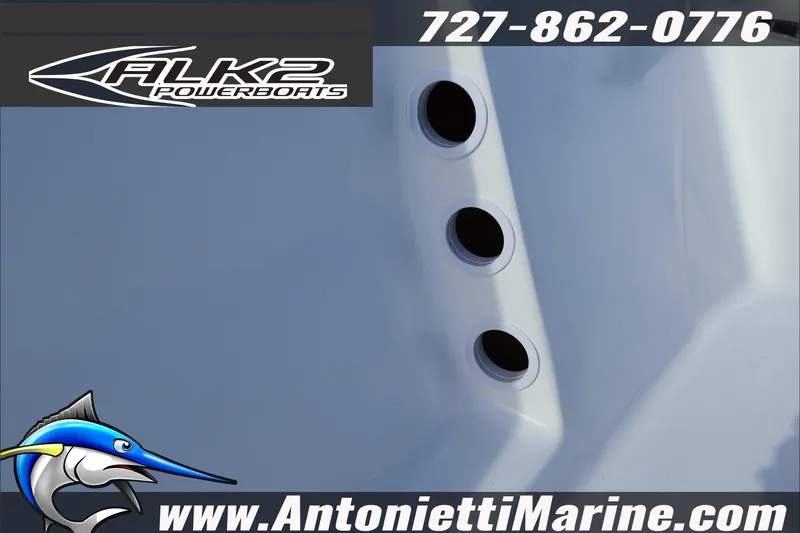Slide: The Image of 2026 ALK2 Powerboats 18 CRS Center Console with sleek design and contact details. - 16