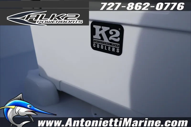 Slide: The Image of 2026 ALK2 Powerboats 18 CRS Center Console with K2 Coolers branding. - 22